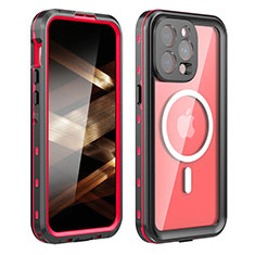 Funda Impermeable Bumper Silicona y Plastico Waterproof Carcasa 360 Grados con Mag-Safe Magnetic HJ1 para Apple iPhone 16 Pro Max Rojo