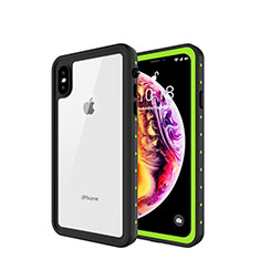 Funda Impermeable Bumper Silicona y Plastico Waterproof Carcasa 360 Grados W01 para Apple iPhone X Verde