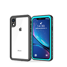 Funda Impermeable Bumper Silicona y Plastico Waterproof Carcasa 360 Grados W01 para Apple iPhone XR Cian