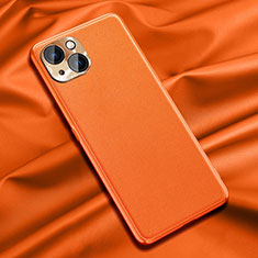 Funda Lujo Cuero Carcasa A01 para Apple iPhone 15 Plus Naranja