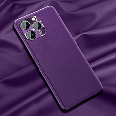 Funda Lujo Cuero Carcasa A01 para Apple iPhone 15 Pro Morado