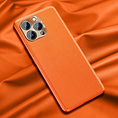 Funda Lujo Cuero Carcasa A01 para Apple iPhone 16 Pro Max Naranja