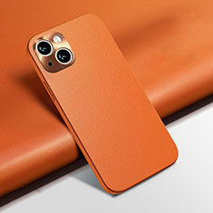 Funda Lujo Cuero Carcasa A02 para Apple iPhone 13 Mini Naranja