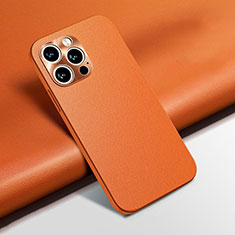 Funda Lujo Cuero Carcasa A02 para Apple iPhone 13 Pro Naranja