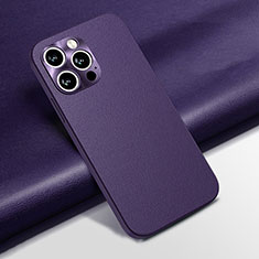 Funda Lujo Cuero Carcasa A02 para Apple iPhone 15 Pro Max Morado