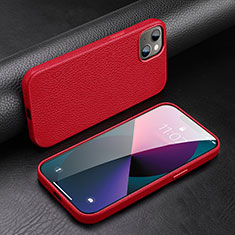 Funda Lujo Cuero Carcasa A03 para Apple iPhone 14 Rojo