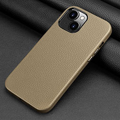 Funda Lujo Cuero Carcasa A09 para Apple iPhone 13 Gris