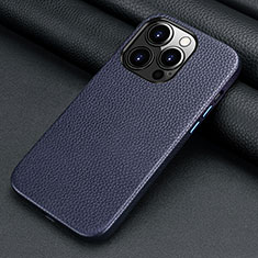 Funda Lujo Cuero Carcasa A09 para Apple iPhone 13 Pro Max Azul