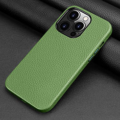 Funda Lujo Cuero Carcasa A09 para Apple iPhone 16 Pro Max Verde