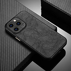 Funda Lujo Cuero Carcasa A10 para Apple iPhone 14 Pro Negro