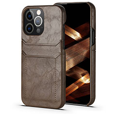 Funda Lujo Cuero Carcasa A14 para Apple iPhone 15 Pro Marron