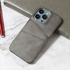 Funda Lujo Cuero Carcasa A15 para Apple iPhone 14 Pro Gris