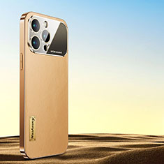 Funda Lujo Cuero Carcasa AC2 para Apple iPhone 13 Pro Max Oro