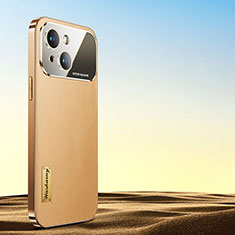 Funda Lujo Cuero Carcasa AC2 para Apple iPhone 15 Plus Oro