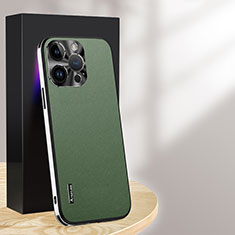 Funda Lujo Cuero Carcasa AT1 para Apple iPhone 13 Pro Verde