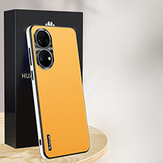 Funda Lujo Cuero Carcasa AT1 para Huawei P50e Amarillo