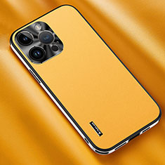 Funda Lujo Cuero Carcasa AT2 para Apple iPhone 16 Pro Amarillo