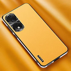 Funda Lujo Cuero Carcasa AT2 para Huawei Honor 80 Pro Flat 5G Amarillo