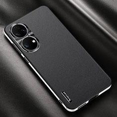 Funda Lujo Cuero Carcasa AT2 para Huawei P50 Pro Negro