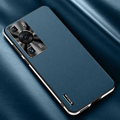 Funda Lujo Cuero Carcasa AT2 para Huawei P60 Azul