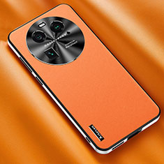 Funda Lujo Cuero Carcasa AT2 para Oppo Find X6 5G Naranja