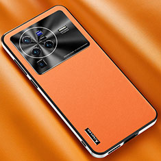 Funda Lujo Cuero Carcasa AT2 para Vivo X80 Pro 5G Naranja