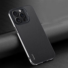 Funda Lujo Cuero Carcasa AT4 para Apple iPhone 15 Pro Negro