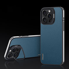 Funda Lujo Cuero Carcasa AT5 para Apple iPhone 14 Pro Azul