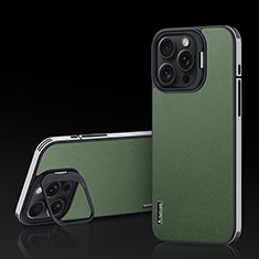 Funda Lujo Cuero Carcasa AT5 para Apple iPhone 14 Pro Max Verde