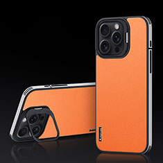 Funda Lujo Cuero Carcasa AT5 para Apple iPhone 15 Pro Max Naranja