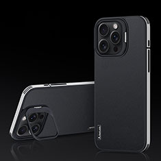 Funda Lujo Cuero Carcasa AT5 para Apple iPhone 16 Pro Negro