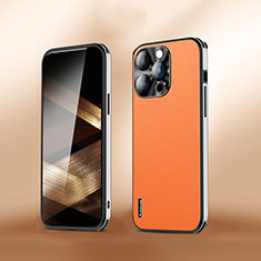 Funda Lujo Cuero Carcasa AT6 para Apple iPhone 15 Pro Max Naranja