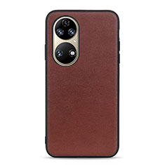 Funda Lujo Cuero Carcasa B01H para Huawei P50 Marron