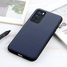 Funda Lujo Cuero Carcasa B01H para Oppo Reno6 Pro 5G India Azul