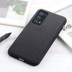 Funda Lujo Cuero Carcasa B01H para Oppo Reno6 Pro 5G Negro