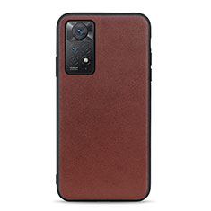 Funda Lujo Cuero Carcasa B01H para Xiaomi Redmi Note 11 Pro 4G Marron