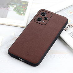 Funda Lujo Cuero Carcasa B01H para Xiaomi Redmi Note 12 Pro 5G Marron