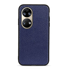 Funda Lujo Cuero Carcasa B02H para Huawei P50 Azul