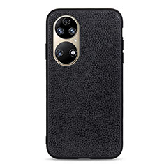 Funda Lujo Cuero Carcasa B02H para Huawei P50 Negro