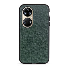 Funda Lujo Cuero Carcasa B02H para Huawei P50 Verde