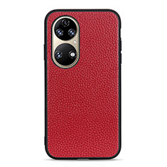 Funda Lujo Cuero Carcasa B02H para Huawei P50e Rojo