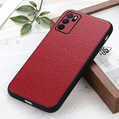 Funda Lujo Cuero Carcasa B02H para Oppo A16 Rojo