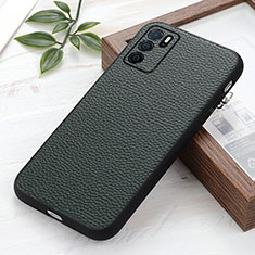 Funda Lujo Cuero Carcasa B02H para Oppo A16 Verde