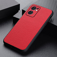 Funda Lujo Cuero Carcasa B02H para Oppo Find X5 Lite 5G Rojo