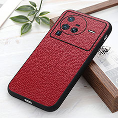 Funda Lujo Cuero Carcasa B02H para Vivo X80 Pro 5G Rojo