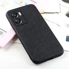 Funda Lujo Cuero Carcasa B03H para Oppo A57 5G Negro