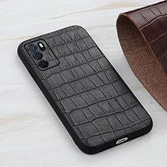 Funda Lujo Cuero Carcasa B04H para Oppo A16s Negro