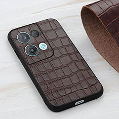 Funda Lujo Cuero Carcasa B04H para Oppo Reno9 5G Marron