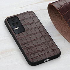 Funda Lujo Cuero Carcasa B04H para Xiaomi Redmi K50 5G Marron