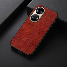 Funda Lujo Cuero Carcasa B05H para Huawei P50 Marron